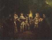 Jean antoine Watteau Die italienische Komodie oil painting on canvas